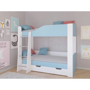 Детская двухъярусная кровать «Астра 2», цвет белый / голубой
