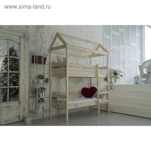 Детская двухъярусная кровать-домик Baby-house, 8001600, массив сосны, без покрытия