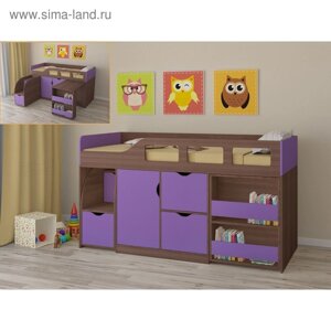 Детская кровать-чердак «Астра 8», цвет дуб шамони/фиолетовый