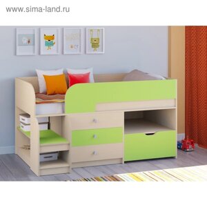 Детская кровать-чердак «Астра 9 V5», цвет дуб молочный/салатовый