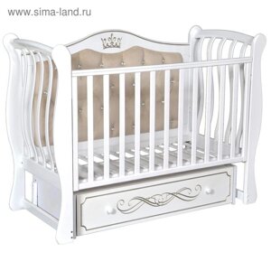 Детская кровать Olivia-2, мягкая спинка, ящик, универсальный маятник, цвет белый