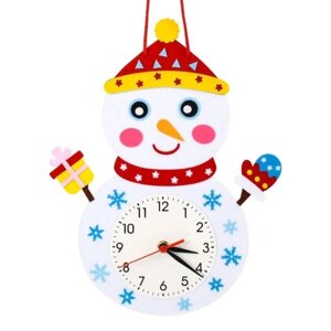 Детские настенные часы DIY "Снеговик" сделай сам, бесшумные, 22 х 29 см, АА