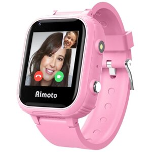 Детские смарт-часы Aimoto Pro 4G, 1.4", GPS, sim, камера, звонки, геозоны, IP67, SOS, розовые