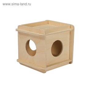 Домик для грызунов "Кубик" малый, 10 х 10 х 11,5 см, фанера