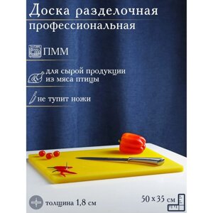 Доска профессиональная разделочная Доляна, 50351,8 см, цвет жёлтый