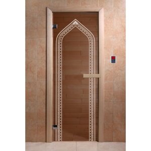 Дверь «Арка», размер коробки 190 70 см, 6 мм, 2 петли, левая, цвет бронза
