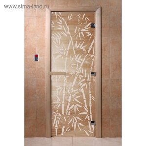Дверь «Бамбук и бабочки», размер коробки 190 70 см, левая, цвет прозрачный