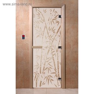 Дверь «Бамбук и бабочки», размер коробки 190 70 см, левая, цвет сатин