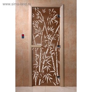 Дверь «Бамбук и бабочки», размер коробки 200 80 см, левая, цвет бронза