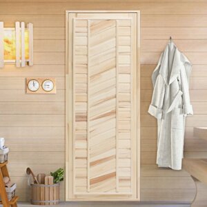 Дверь для бани и сауны, размер коробки 180х70 см, универсальная, липа