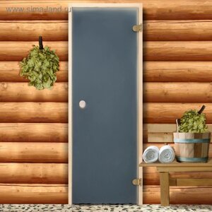 Дверь для бани и сауны, размер коробки 190 70 см, 6 мм, 2 петли, цвет сатин