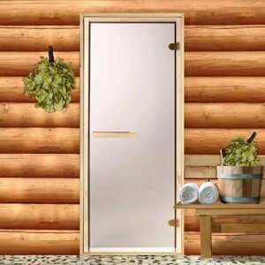 Дверь для бани и сауны стеклянная «Бронза», размер коробки 190 70 см, 6 мм, 2 петли