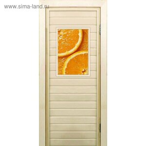Дверь для бани со стеклом (40*60) Апельсин", 19070см, коробка из осины