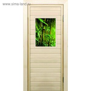 Дверь для бани со стеклом (40*60) Бамбук-1", 19070см, коробка из осины