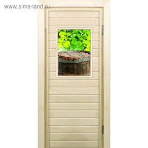 Дверь для бани со стеклом (40*60) Бочонок", 17070см, коробка из осины