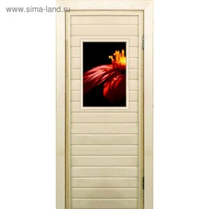 Дверь для бани со стеклом (40*60) Цветок", 19070см, коробка из осины