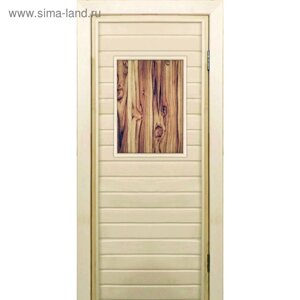 Дверь для бани со стеклом (40*60) Дерево", 18070см, коробка из осины