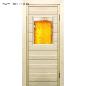 Дверь для бани со стеклом (40*60) Пенное", 17070см, коробка из осины