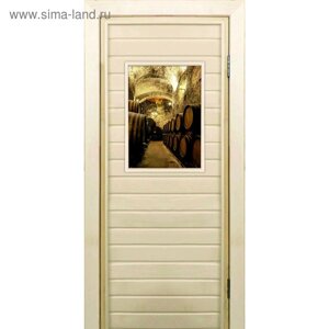 Дверь для бани со стеклом (40*60) Погреб-1", 18070см, коробка из осины