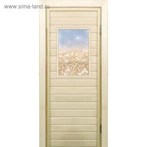 Дверь для бани со стеклом (40*60) Золотой песок", 18070см, коробка из осины