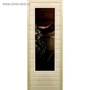 Дверь для бани со стеклом (43*129) Банный набор", 17070см, коробка из осины
