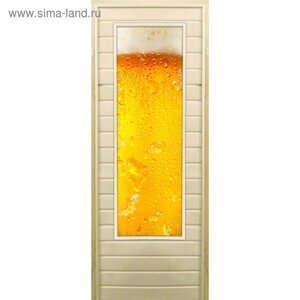 Дверь для бани со стеклом (43*129) Пенное", 17070см, коробка из осины