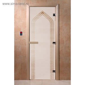 Дверь для бани стеклянная «Арка», размер коробки 200 80 см, правая, цвет сатин