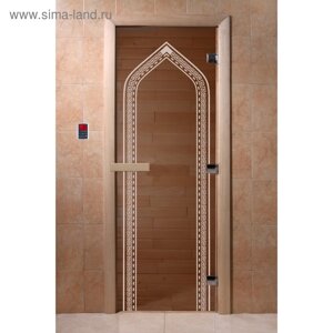 Дверь для сауны «Арка», размер коробки 190 70 см, левая, цвет бронза
