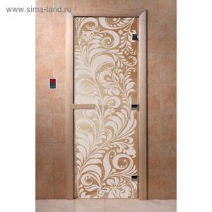 Дверь «Хохлома», размер коробки 190 70 см, правая, цвет прозрачный