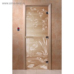 Дверь «Камышевый рай», размер коробки 190 70 см, левая, цвет прозрачный