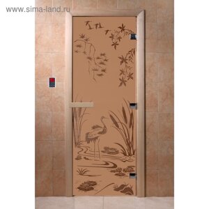 Дверь «Камышовый рай», размер коробки 200 80 см, правая, цвет матовая бронза