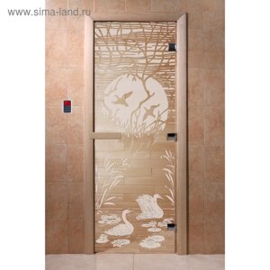 Дверь «Лебединое озеро», размер коробки 190 70 см, левая, цвет прозрачный