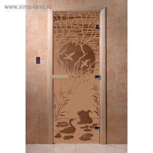 Дверь «Лебединое озеро», размер коробки 190 70 см, правая, цвет матовая бронза