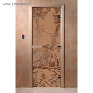 Дверь «Мишки», размер коробки 190 70 см, правая, цвет матовая бронза