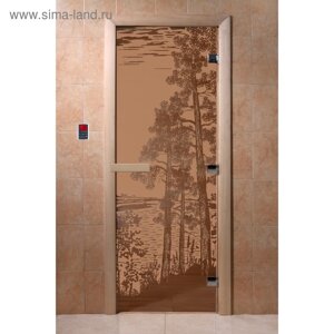 Дверь «Рассвет», размер коробки 200 80 см, правая, цвет матовая бронза