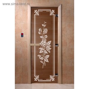 Дверь «Розы», размер коробки 190 70 см, правая, цвет бронза