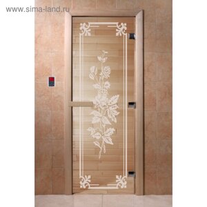 Дверь «Розы», размер коробки 190 70 см, правая, цвет прозрачный