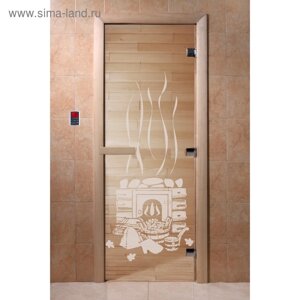 Дверь стеклянная «Банька», размер коробки 190 70 см, 8 мм, прозрачная, левая