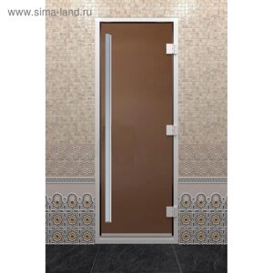 Дверь стеклянная «Хамам Престиж», размер коробки 190 80 см, правая, бронза матовая
