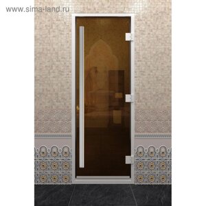 Дверь стеклянная «Хамам Престиж», размер коробки 200 70 см, правая, цвет бронза