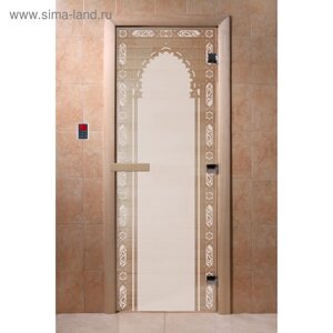 Дверь «Восточная арка», размер коробки 190 70 см, левая, цвет сатин
