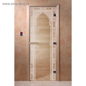 Дверь «Восточная арка», размер коробки 200 80 см, левая, цвет прозрачный