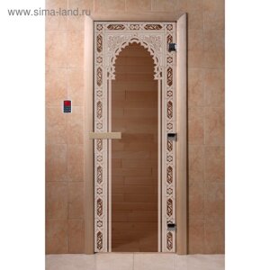 Дверь «Восточная арка», размер коробки 200 80 см, правая, цвет бронза