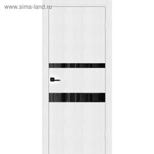 Дверное полотно Cotta, 2000 700 мм, стекло чёрное / фацет, цвет белый