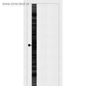 Дверное полотно Dolce, 2000 800 мм, стекло чёрное / фацет, цвет белый