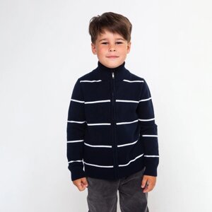 Джемпер для мальчика, цвет тёмно-синий/цвет белый, рост 104 см (4)