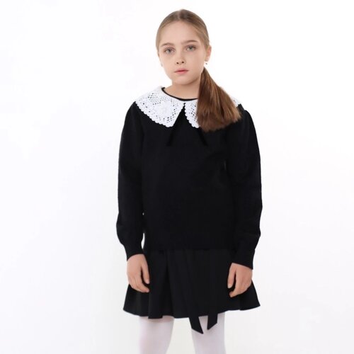 Джемпер школьный для девочки, цвет черный, рост 128 см