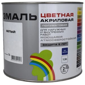 Эмаль акриловая полуматовая 220 "COLORS" белый 1,9 л