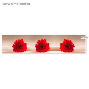 Фартук кухонный МДФ PANDA Красные хризантемы, 0164
