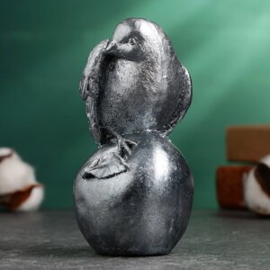Фигура "Птица на яблоке" 12 см, серебро